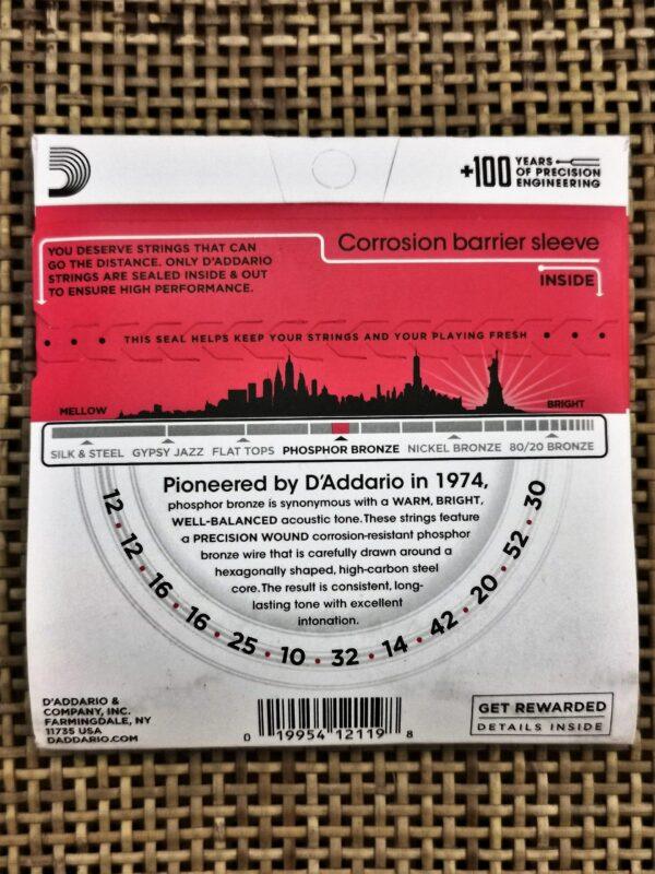 Jogo de Guitarra Acústica 12 Cordas D'Addario 12-52 Phosphor Bronze EJ39 - Image 2