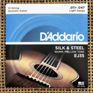 Jogo de Guitarra Acústica 12 Cordas D'Addario 11-47 Silk & Steel EJ35